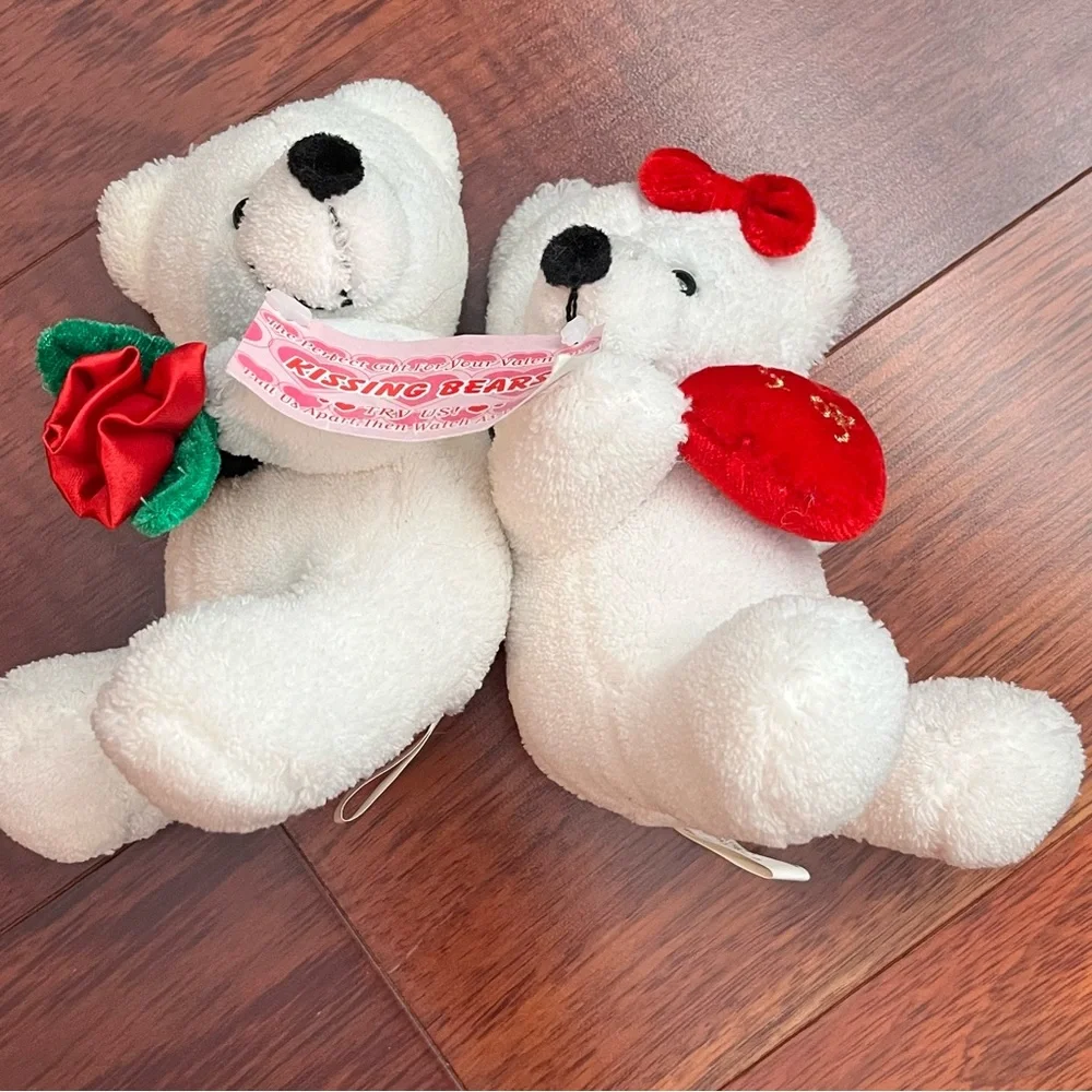 Kissing Bears Plush Set with Red Heart and Rose